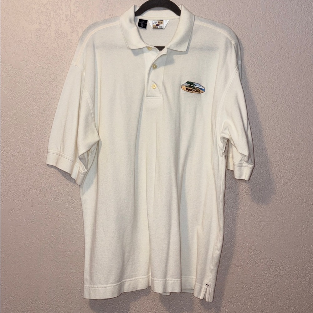 Cutter & Buck Pinehurst Golf Polo Size L Cream